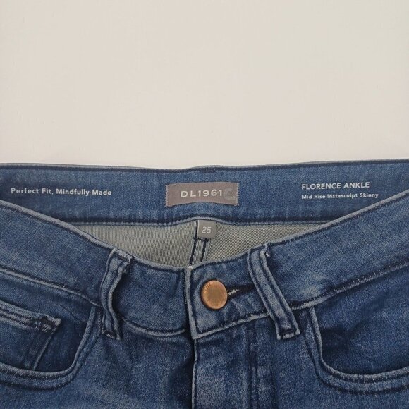 DL1961 Florence Ankle Mid Rise Instasculpt Skinny Jeans Women’s 25 Medium Wash - Picture 4 of 11